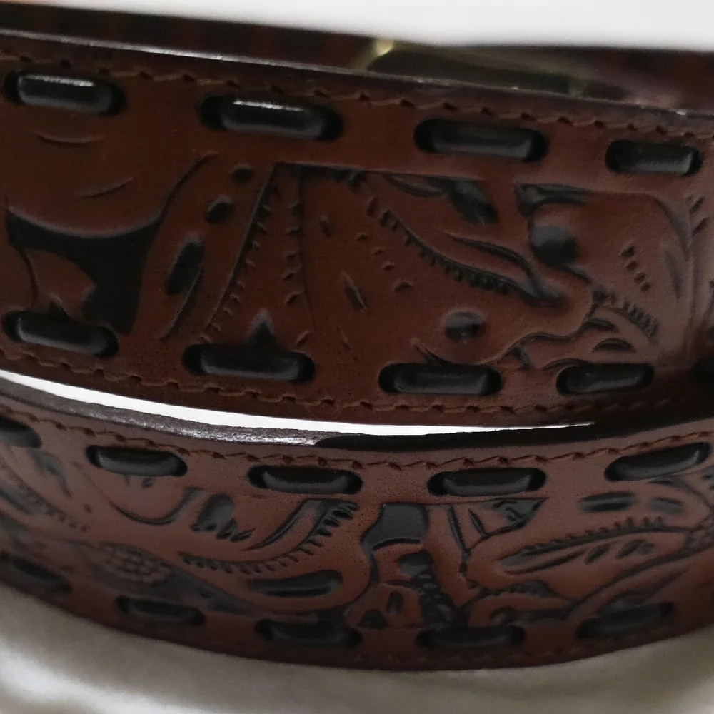 Patricia Nash Brown Tooled Leather Belt‎